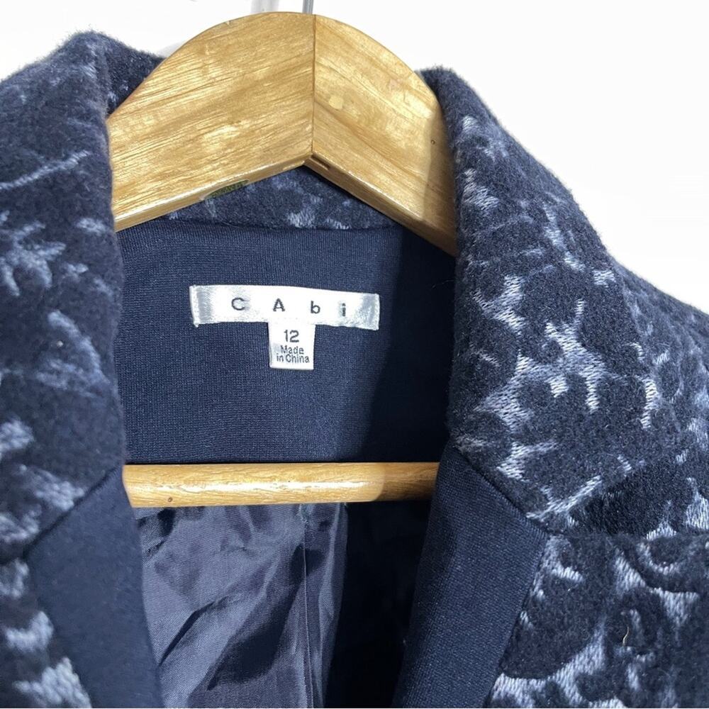 CAbi Jacquard Wool Blend Blazer Jacket Midnight Blue Size 12 - Picture 4 of 9